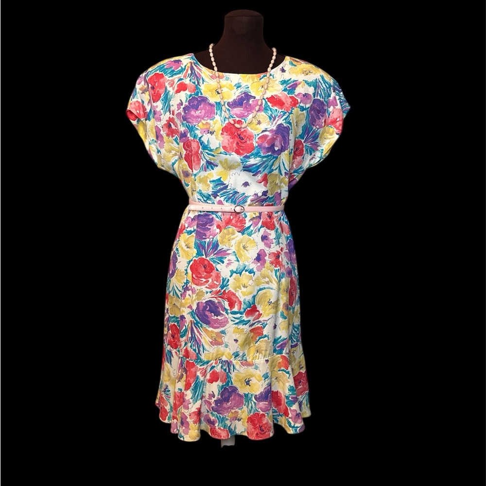Vintage handmade Floral Multicolor Dress